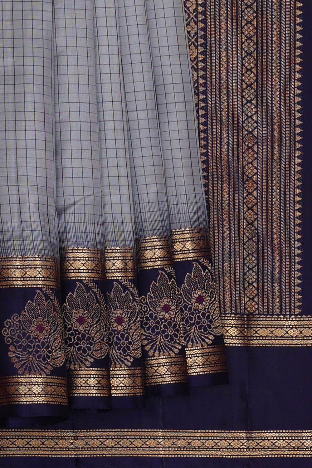 Image of Kanchipattu Grey Brocade Saree